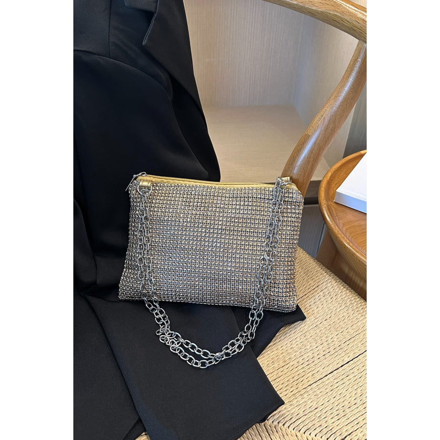 Rhinestone Polyester Chain Crossbody Bag Apparel and Accessories