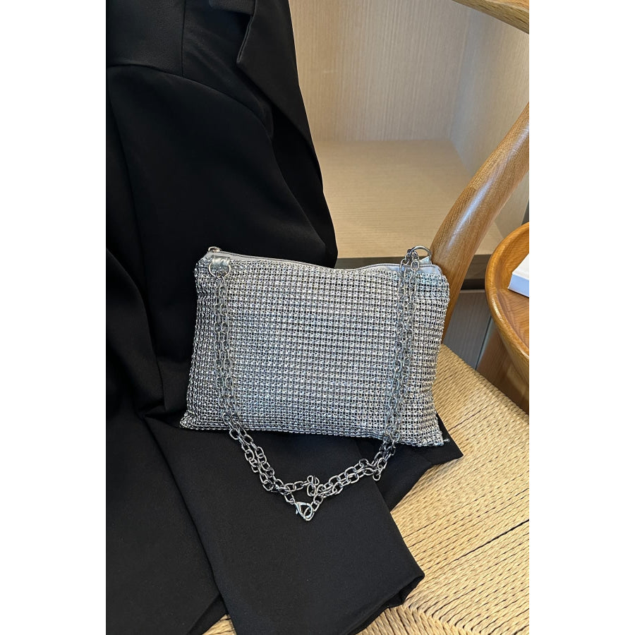 Rhinestone Polyester Chain Crossbody Bag Apparel and Accessories