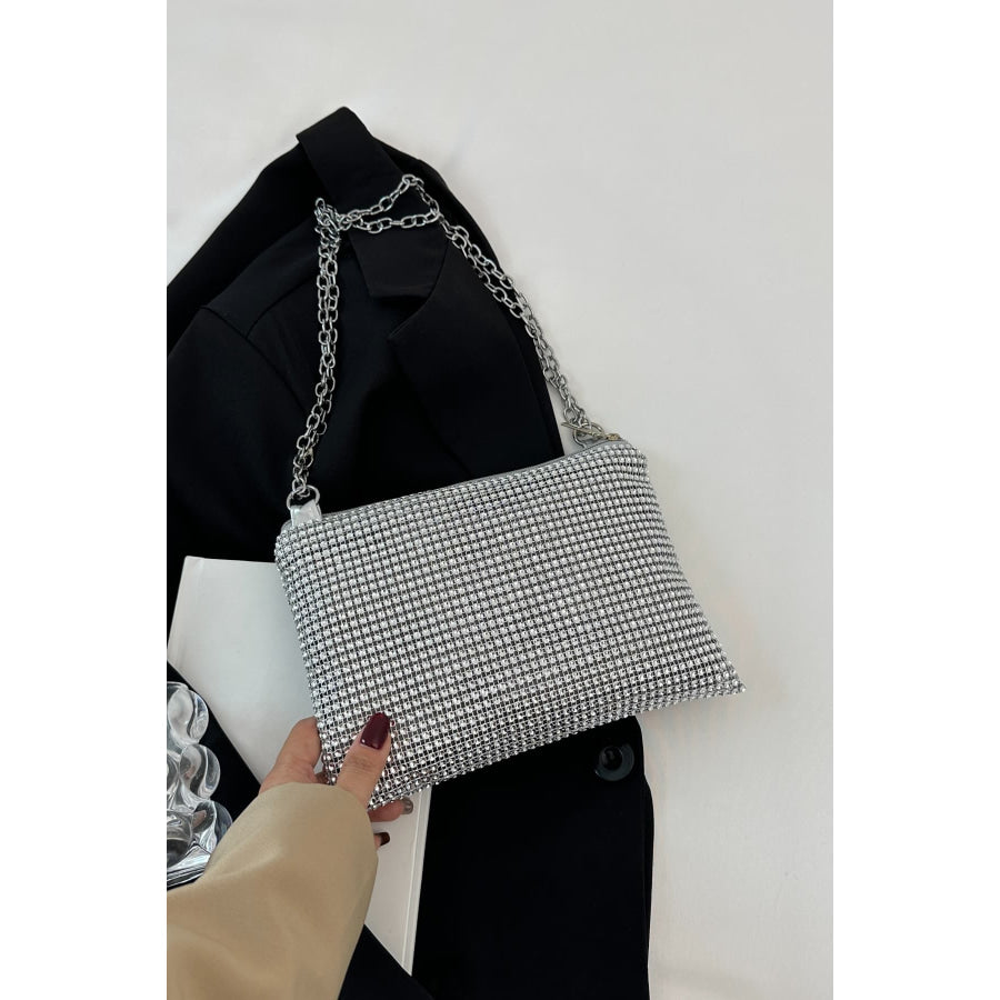 Rhinestone Polyester Chain Crossbody Bag Apparel and Accessories