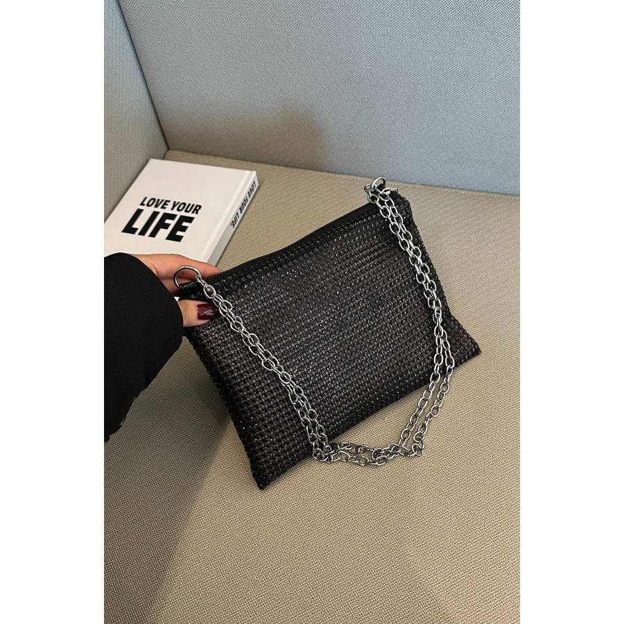 Rhinestone Polyester Chain Crossbody Bag Apparel and Accessories