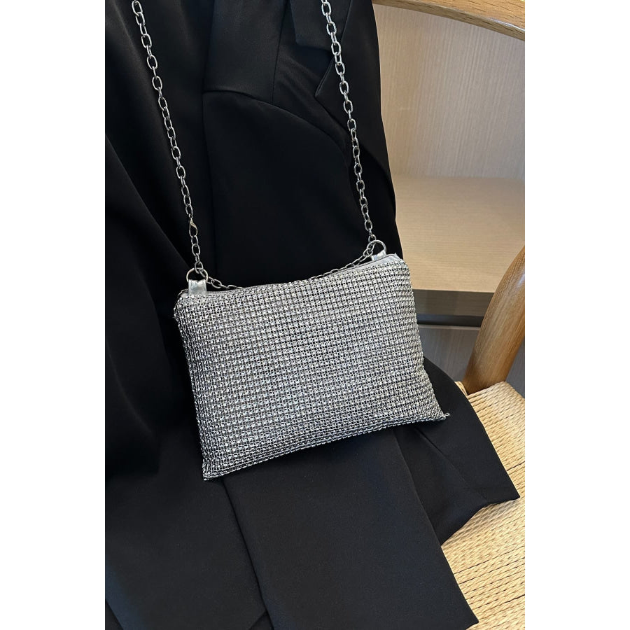 Rhinestone Polyester Chain Crossbody Bag Apparel and Accessories