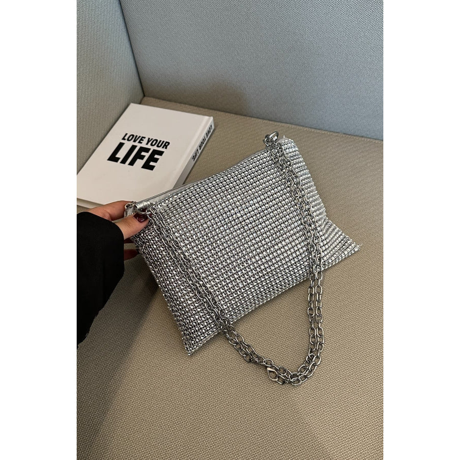 Rhinestone Polyester Chain Crossbody Bag Apparel and Accessories