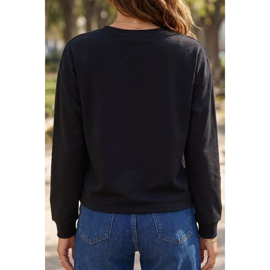 Rhinestone Pumpkin Long Sleeve Sweatshirt Apparel and Accessories