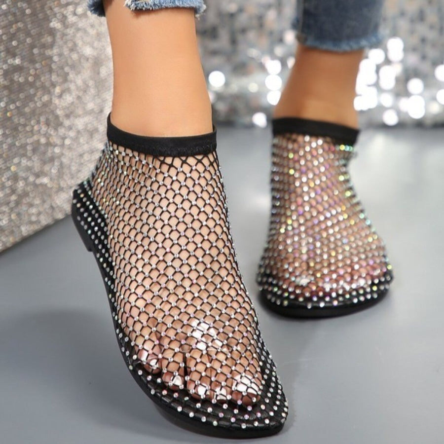 Rhinestone Round Toe Sandals Black / 36 Apparel and Accessories