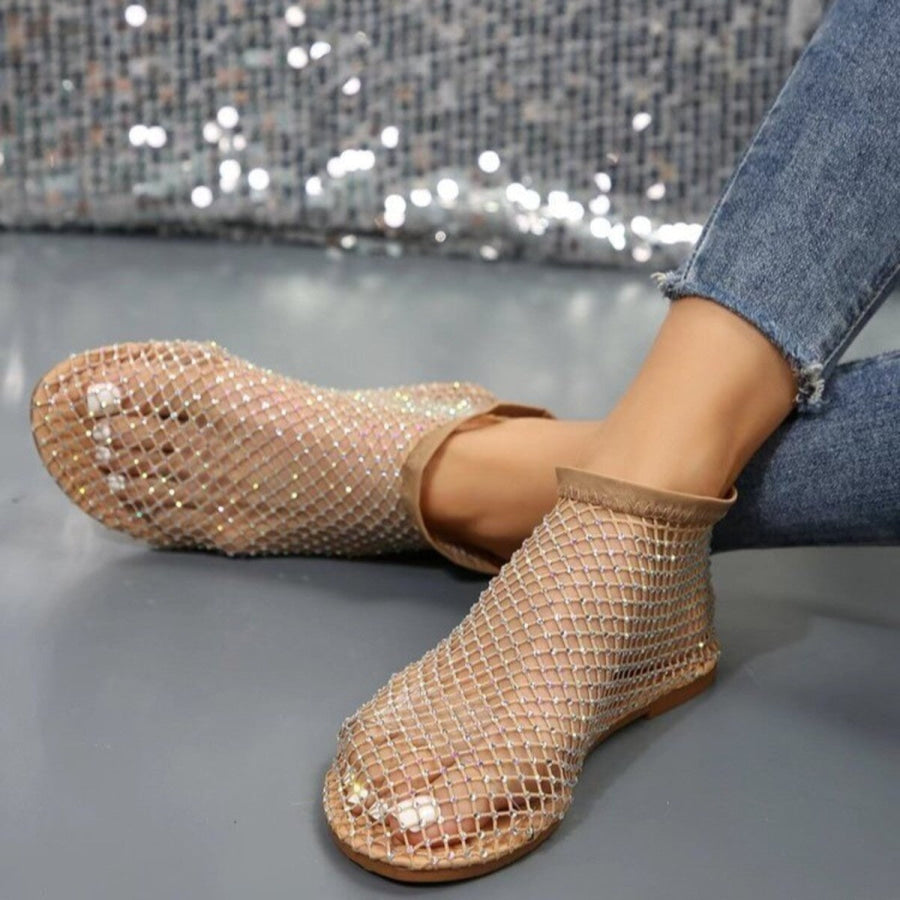 Rhinestone Round Toe Sandals Creamy-white / 36 Apparel and Accessories