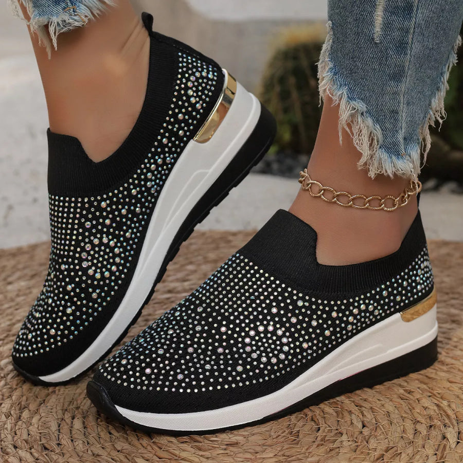 Rhinestone Round Toe Slip-Ons Apparel and Accessories