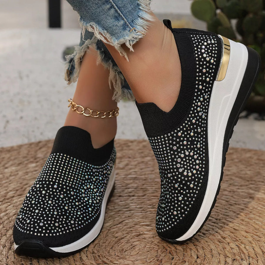 Rhinestone Round Toe Slip-Ons Apparel and Accessories