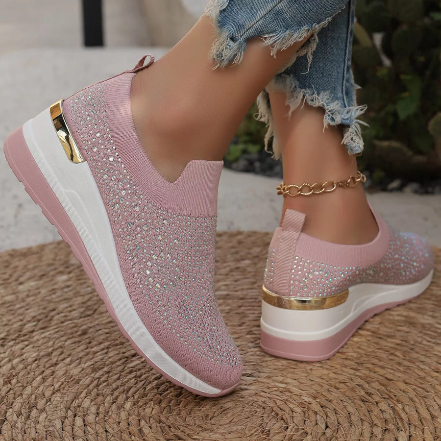 Rhinestone Round Toe Slip-Ons Apparel and Accessories