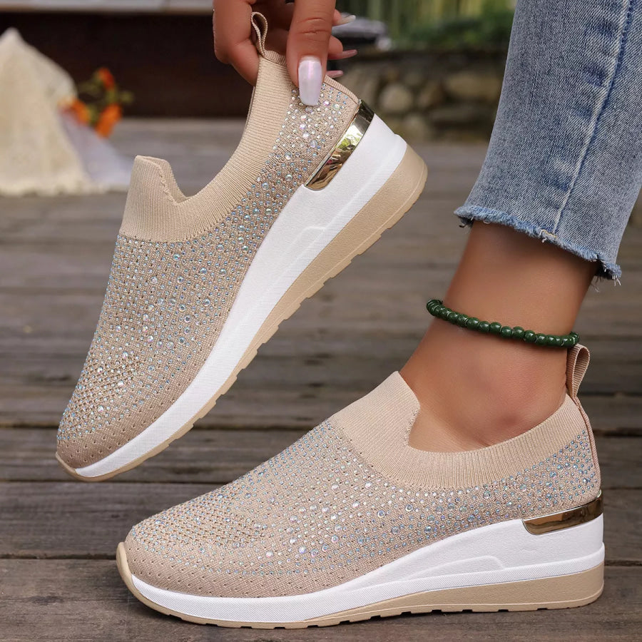 Rhinestone Round Toe Slip-Ons Apparel and Accessories