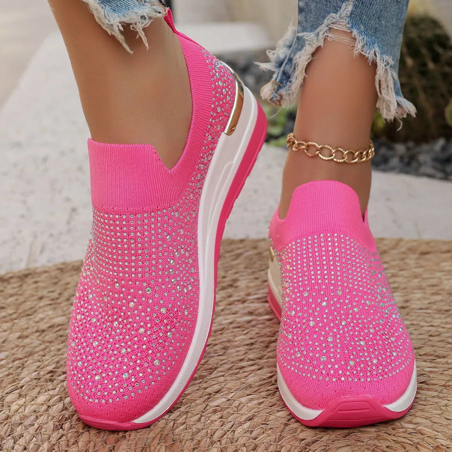 Rhinestone Round Toe Slip-Ons Apparel and Accessories