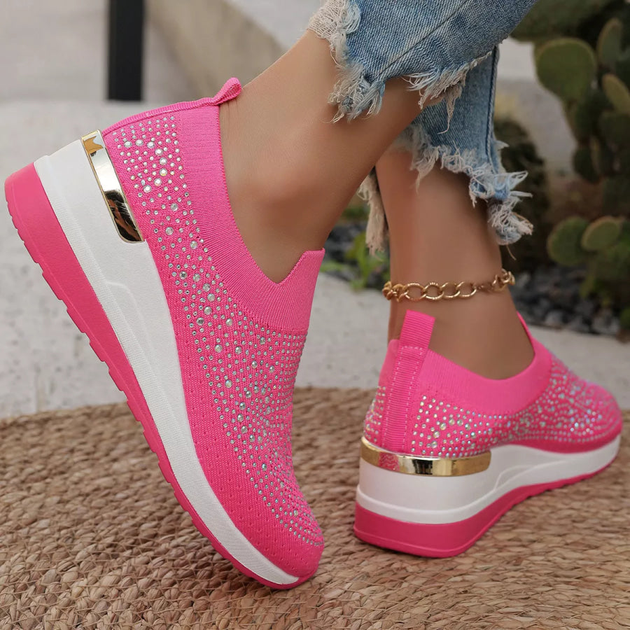 Rhinestone Round Toe Slip-Ons Apparel and Accessories