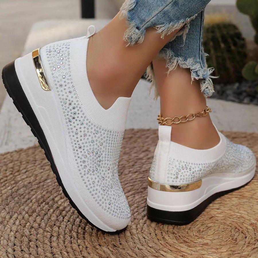 Rhinestone Round Toe Slip-Ons Apparel and Accessories