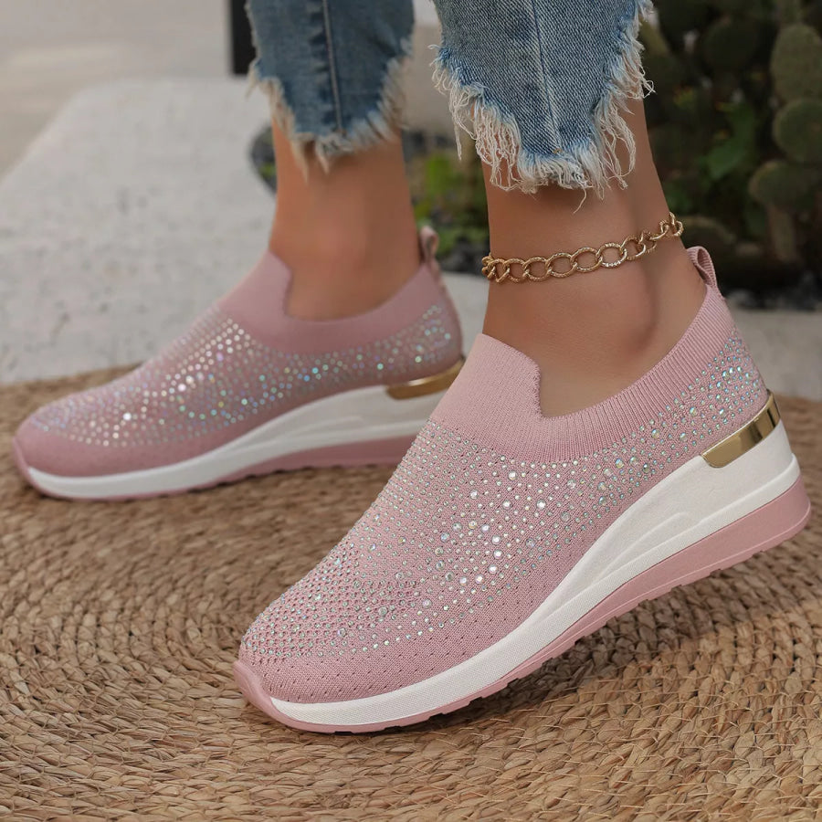 Rhinestone Round Toe Slip-Ons Apparel and Accessories