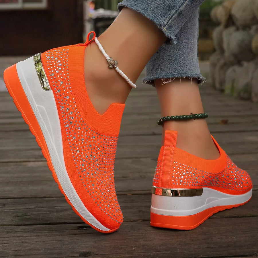 Rhinestone Round Toe Slip-Ons Apparel and Accessories