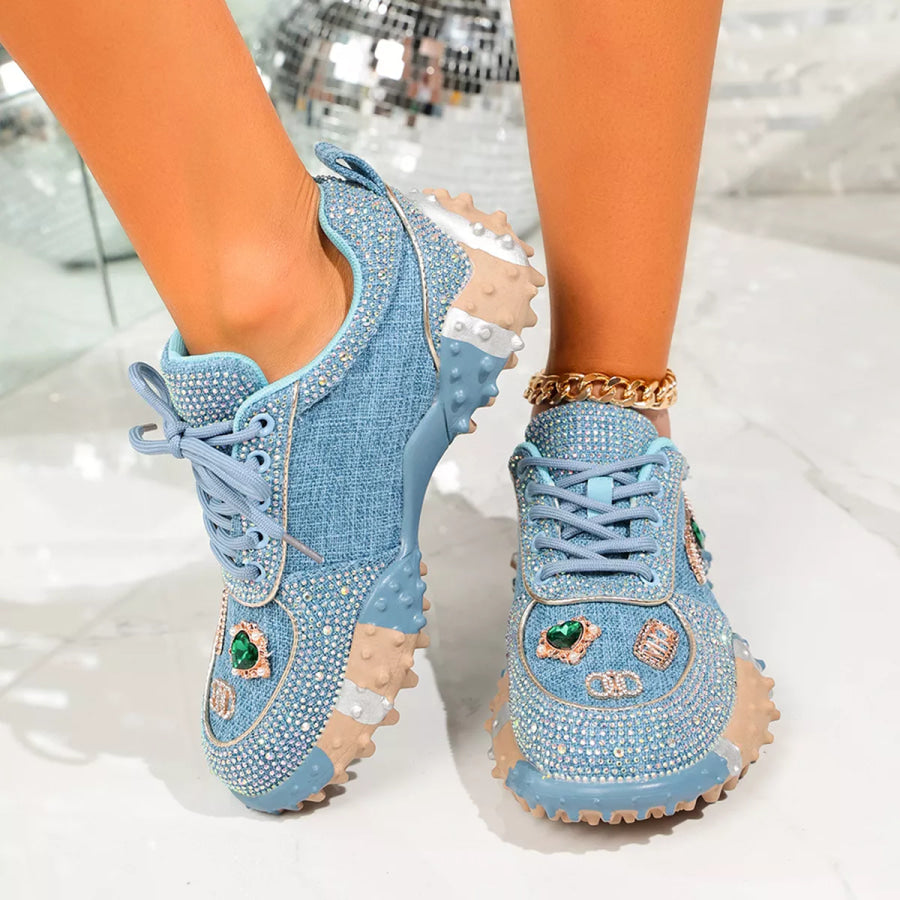 Rhinestone Round Toe Sneakers Apparel and Accessories