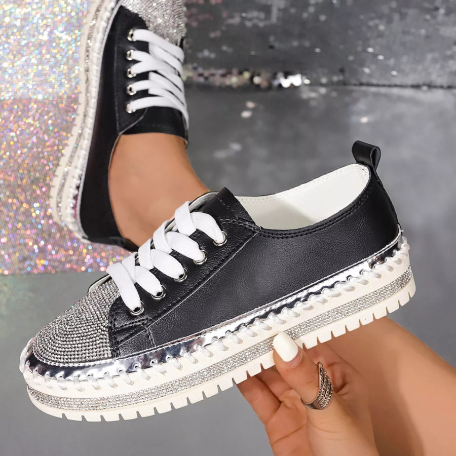 Rhinestone Round Toe Sneakers Apparel and Accessories