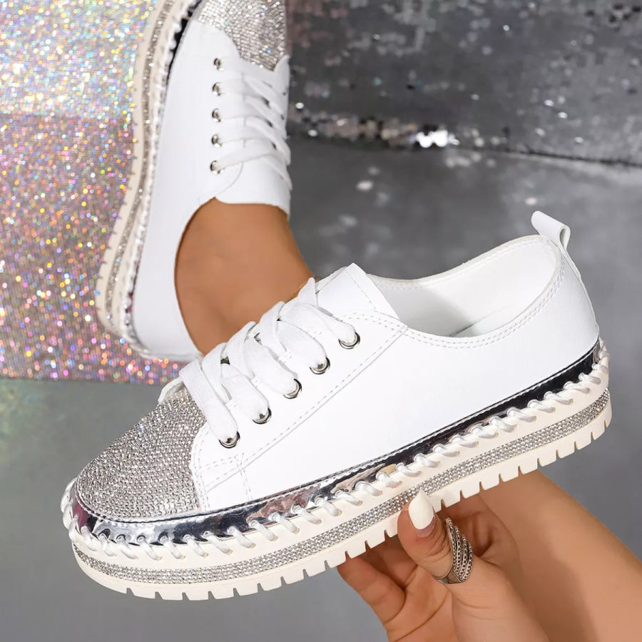 Rhinestone Round Toe Sneakers Apparel and Accessories