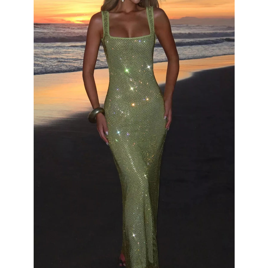 Rhinestone Sleeveless Bodycon Maxi Dress Apparel and Accessories