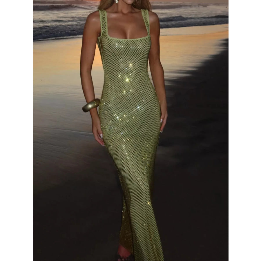 Rhinestone Sleeveless Bodycon Maxi Dress Apparel and Accessories