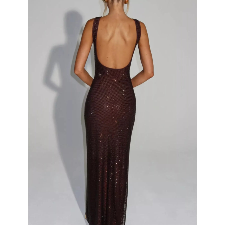 Rhinestone Sleeveless Bodycon Maxi Dress Apparel and Accessories