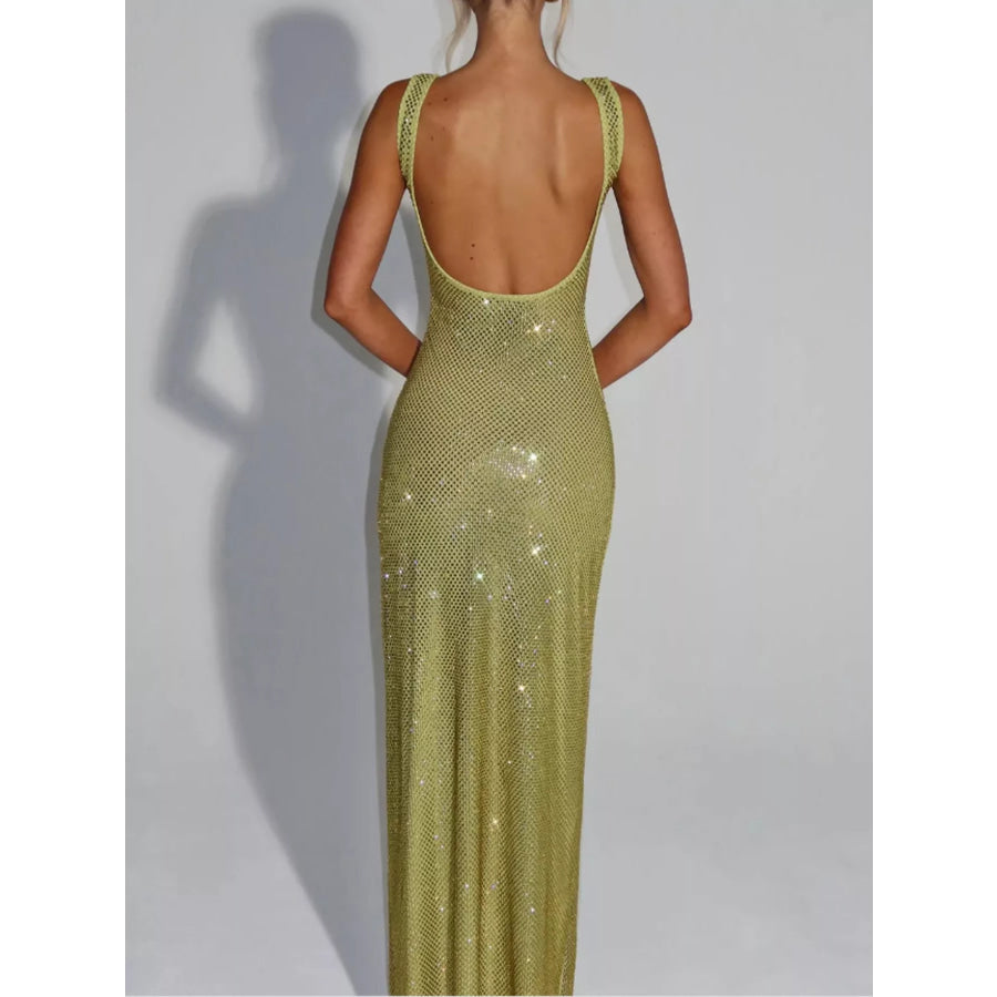 Rhinestone Sleeveless Bodycon Maxi Dress Apparel and Accessories