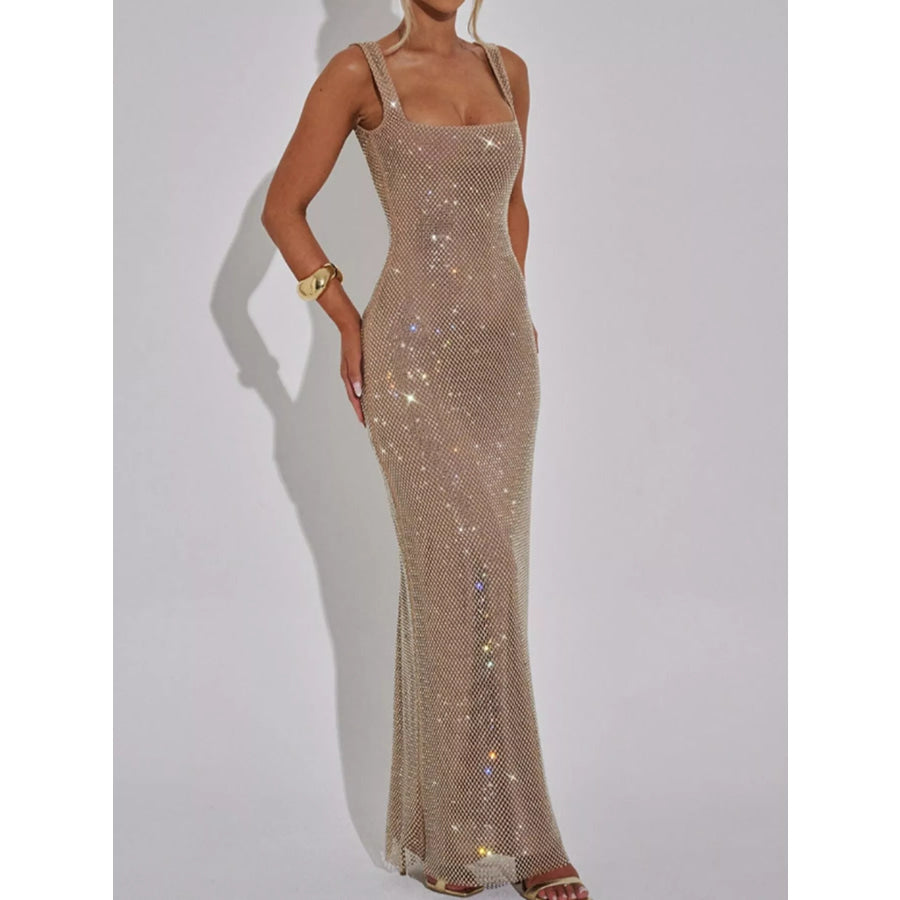 Rhinestone Sleeveless Bodycon Maxi Dress Apparel and Accessories