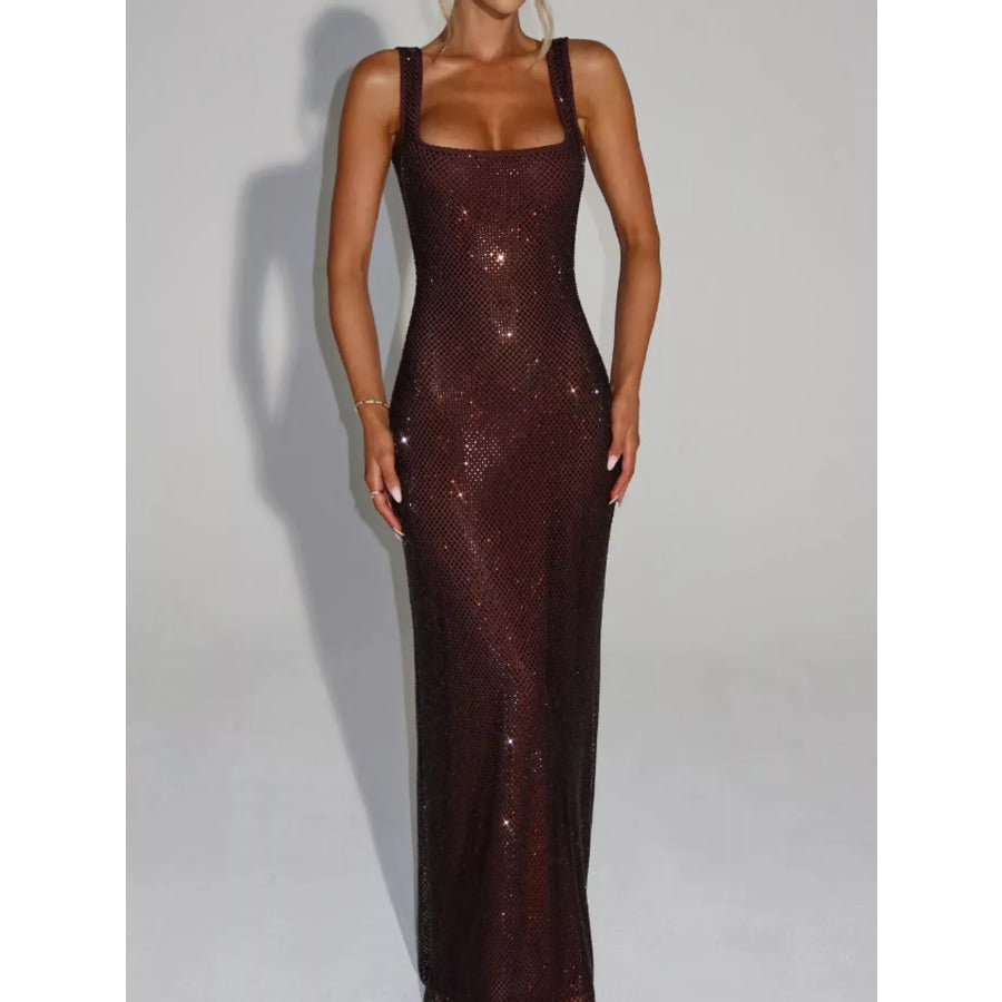 Rhinestone Sleeveless Bodycon Maxi Dress Apparel and Accessories