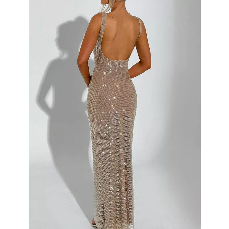 Rhinestone Sleeveless Bodycon Maxi Dress Apparel and Accessories