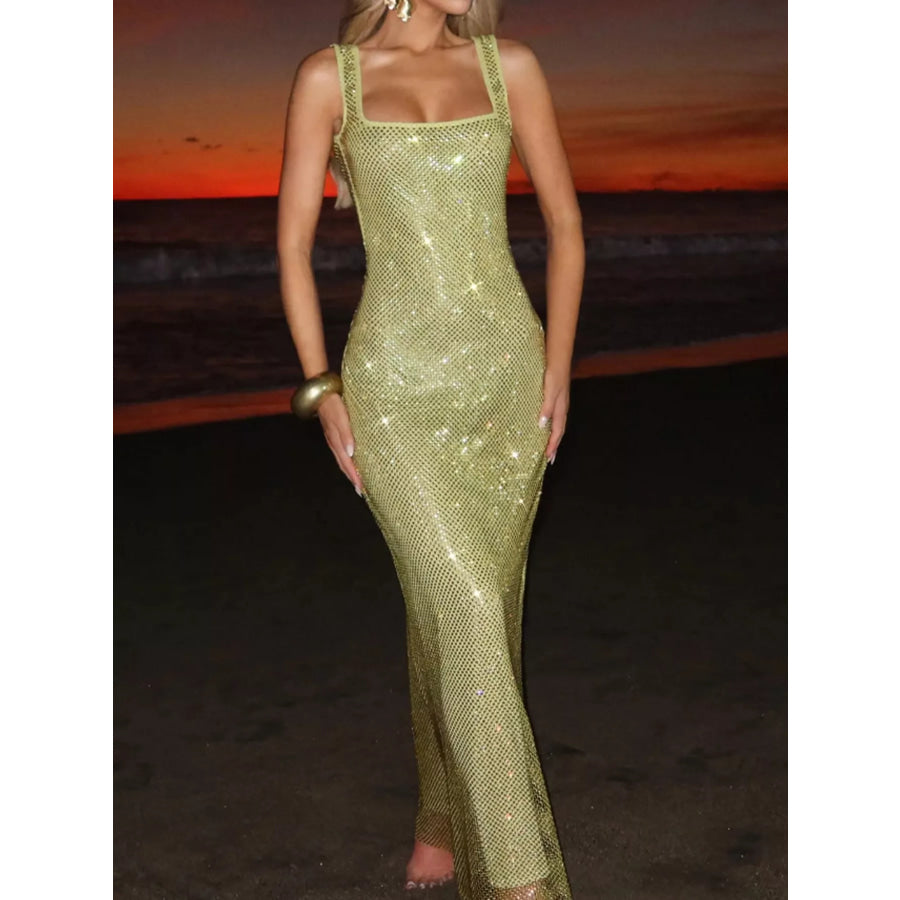 Rhinestone Sleeveless Bodycon Maxi Dress Apparel and Accessories