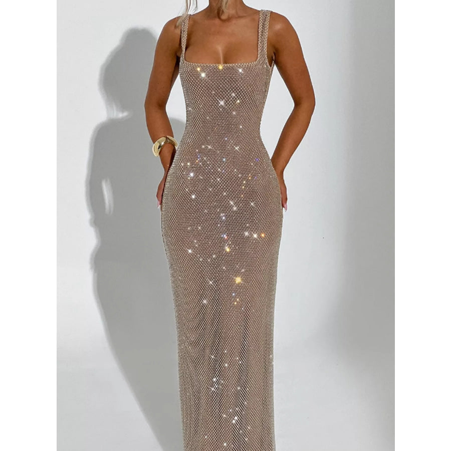 Rhinestone Sleeveless Bodycon Maxi Dress Apparel and Accessories