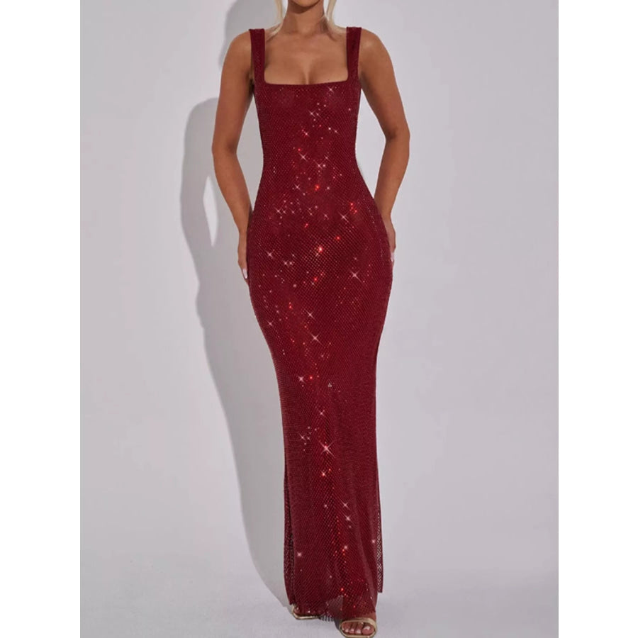 Rhinestone Sleeveless Bodycon Maxi Dress Apparel and Accessories