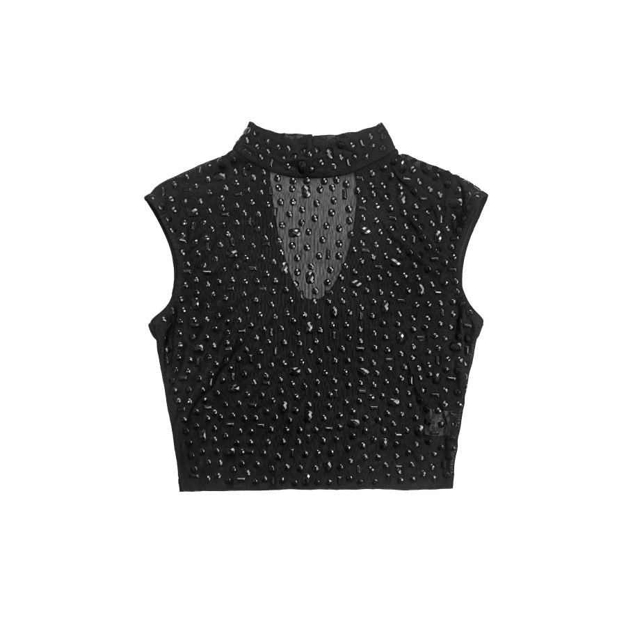 Rhinestone Sleeveless Top and Skirt Set Apparel and Accessories