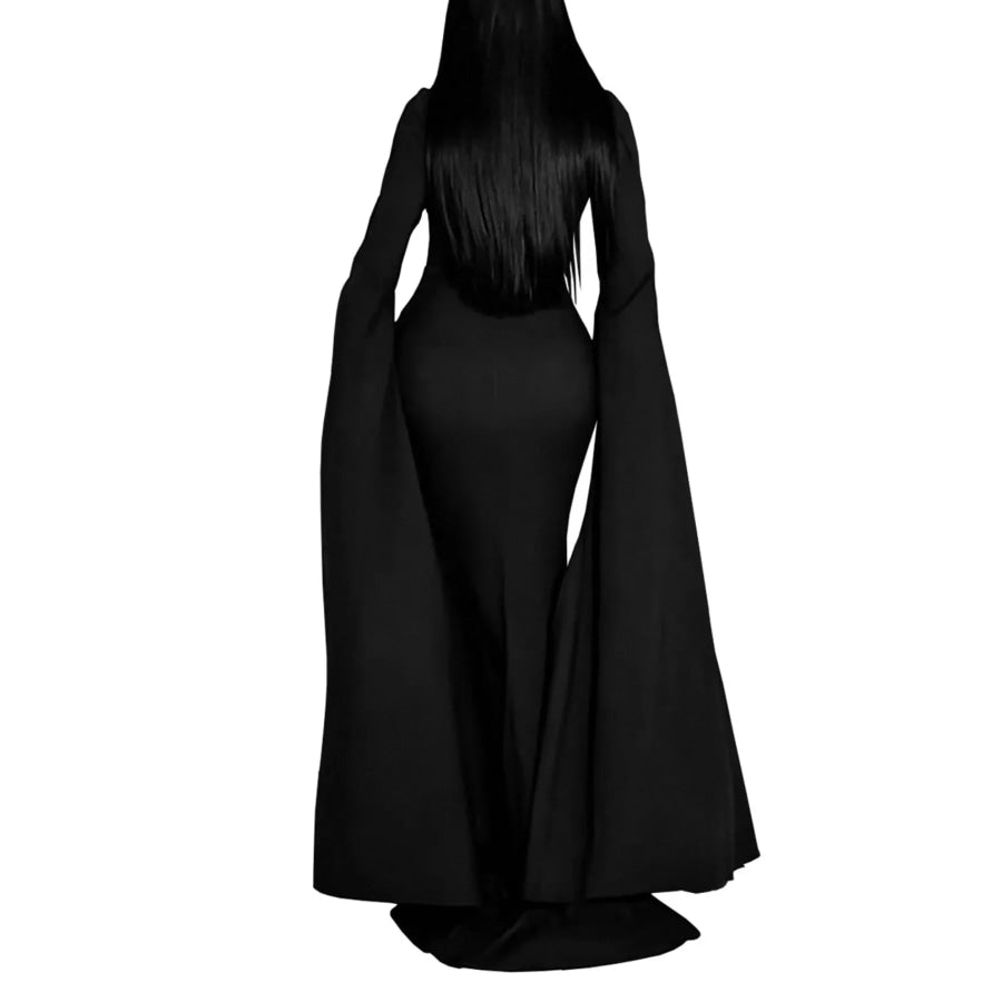 Rhinestone Slit Flare Sleeve Cape Maxi Dress Apparel and Accessories