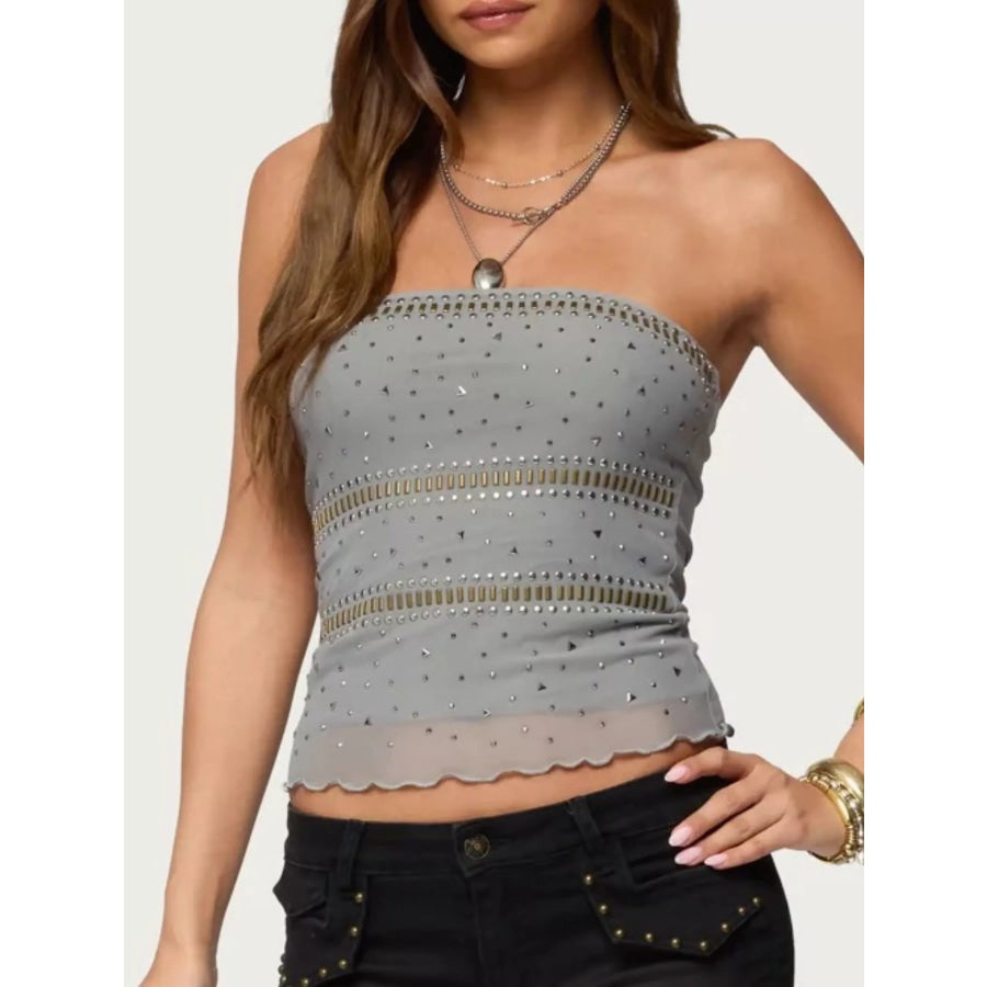 Rhinestone Tube Top Gray / S Apparel and Accessories