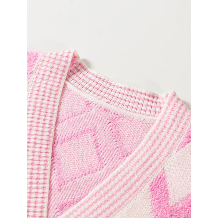 Rhombus Pattern Knit Open Front Pocketed Cardigans Apparel and Accessories