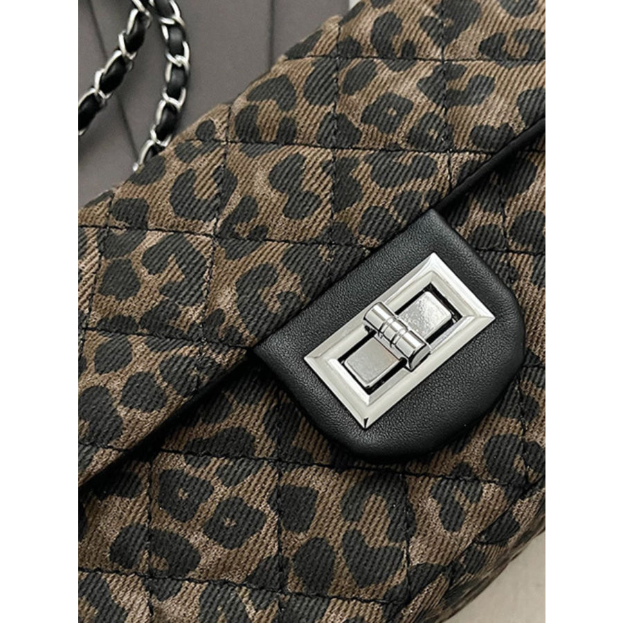 Rhombus Twist-Lock Shoulder Bag Leopard / One Size Apparel and Accessories