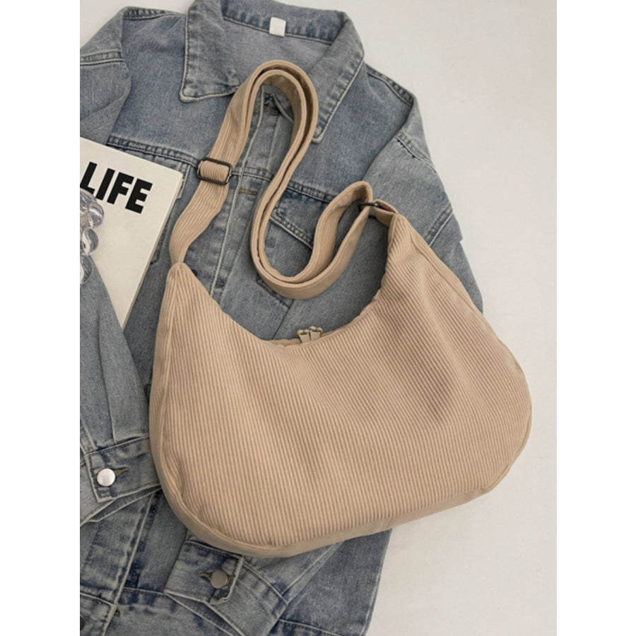 Ribbed Adjustable Strap Shoulder Bag Apparel and Accessories