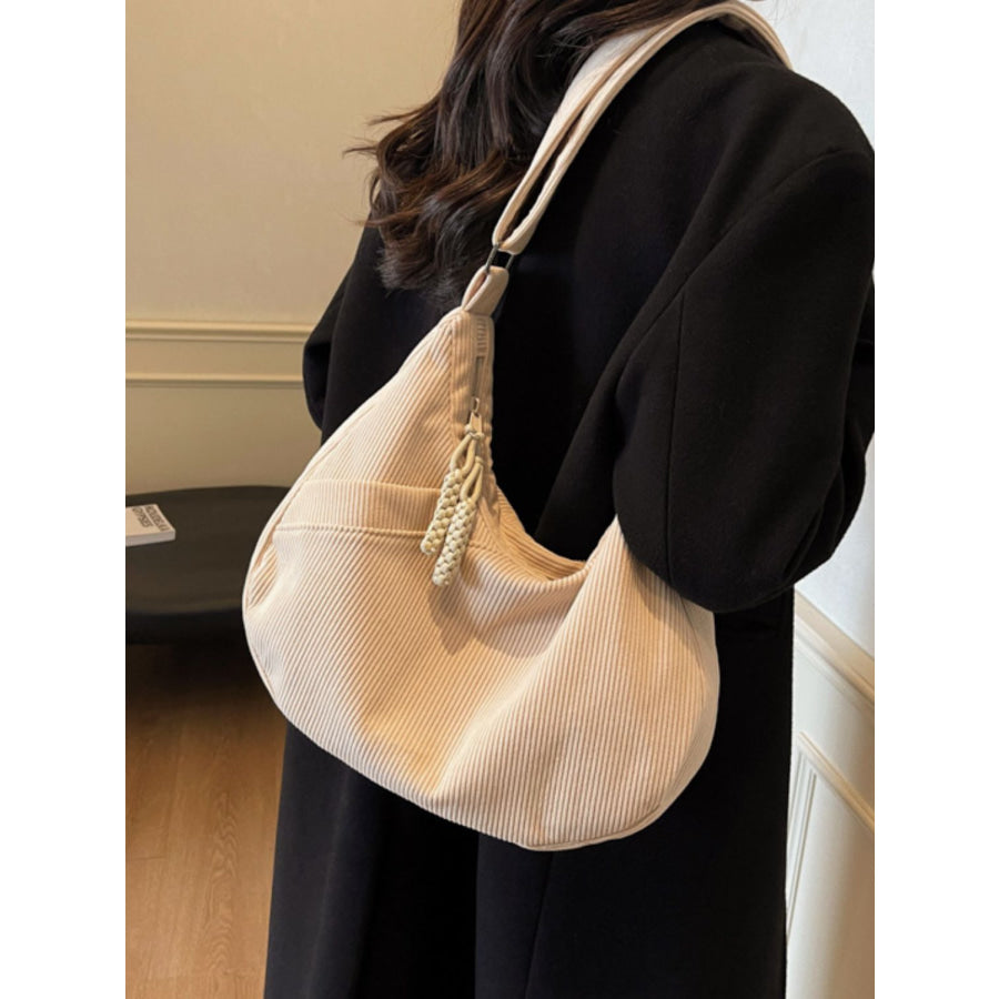 Ribbed Adjustable Strap Shoulder Bag Apparel and Accessories