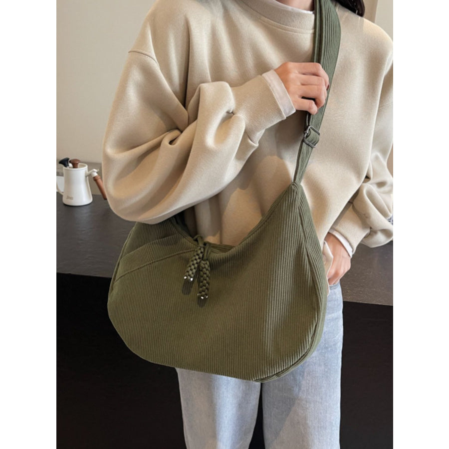 Ribbed Adjustable Strap Shoulder Bag Apparel and Accessories