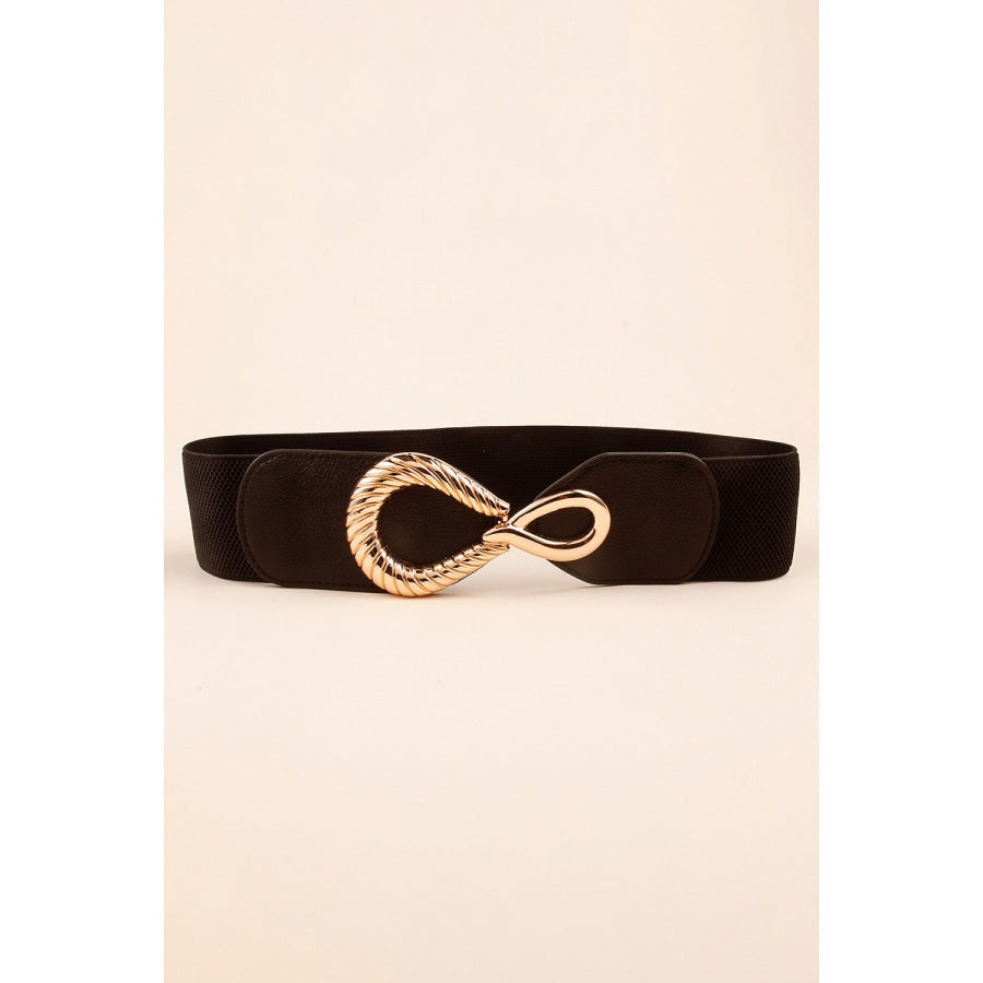 Ribbed Alloy Buckle Elastic Belt Black / One Size