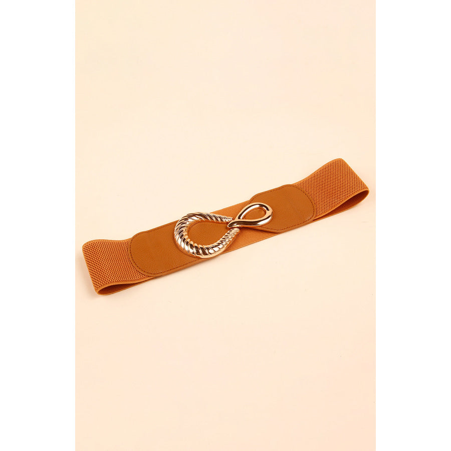 Ribbed Alloy Buckle Elastic Belt Ochre / One Size