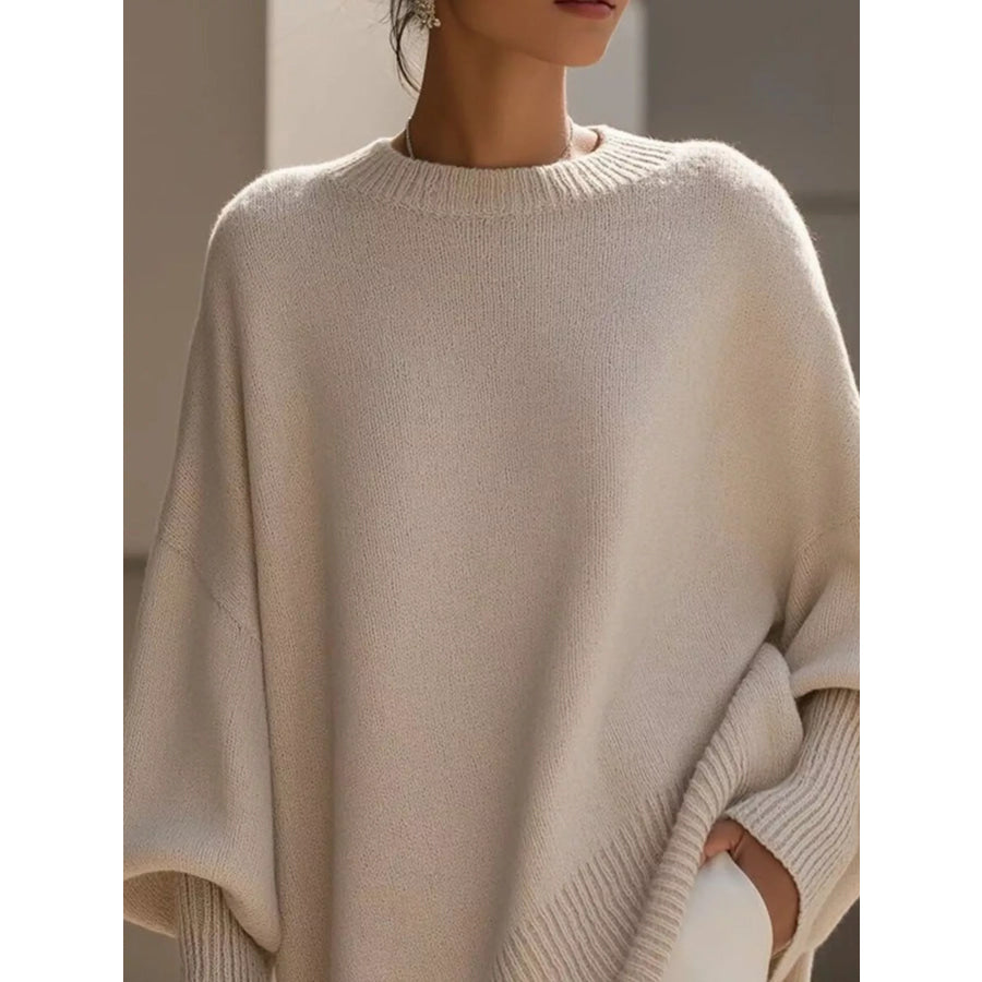 Ribbed Batwing Sleeve Oversized Sweater Apparel and Accessories