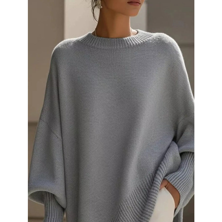 Ribbed Batwing Sleeve Oversized Sweater Apparel and Accessories