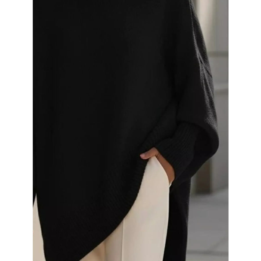 Ribbed Batwing Sleeve Oversized Sweater Apparel and Accessories