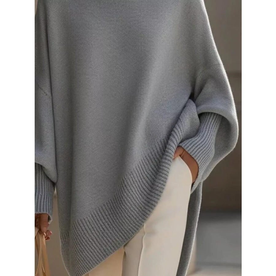 Ribbed Batwing Sleeve Oversized Sweater Apparel and Accessories