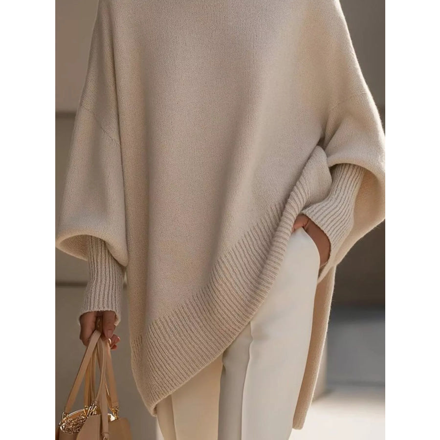 Ribbed Batwing Sleeve Oversized Sweater Apparel and Accessories