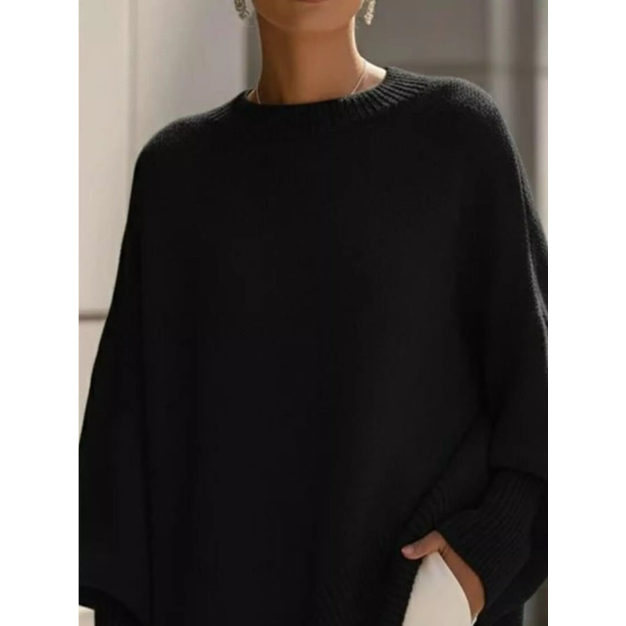 Ribbed Batwing Sleeve Oversized Sweater Apparel and Accessories