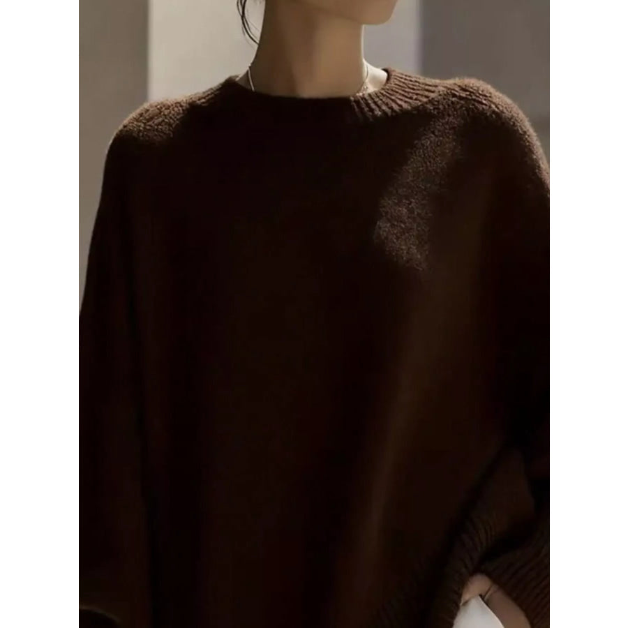 Ribbed Batwing Sleeve Oversized Sweater Apparel and Accessories