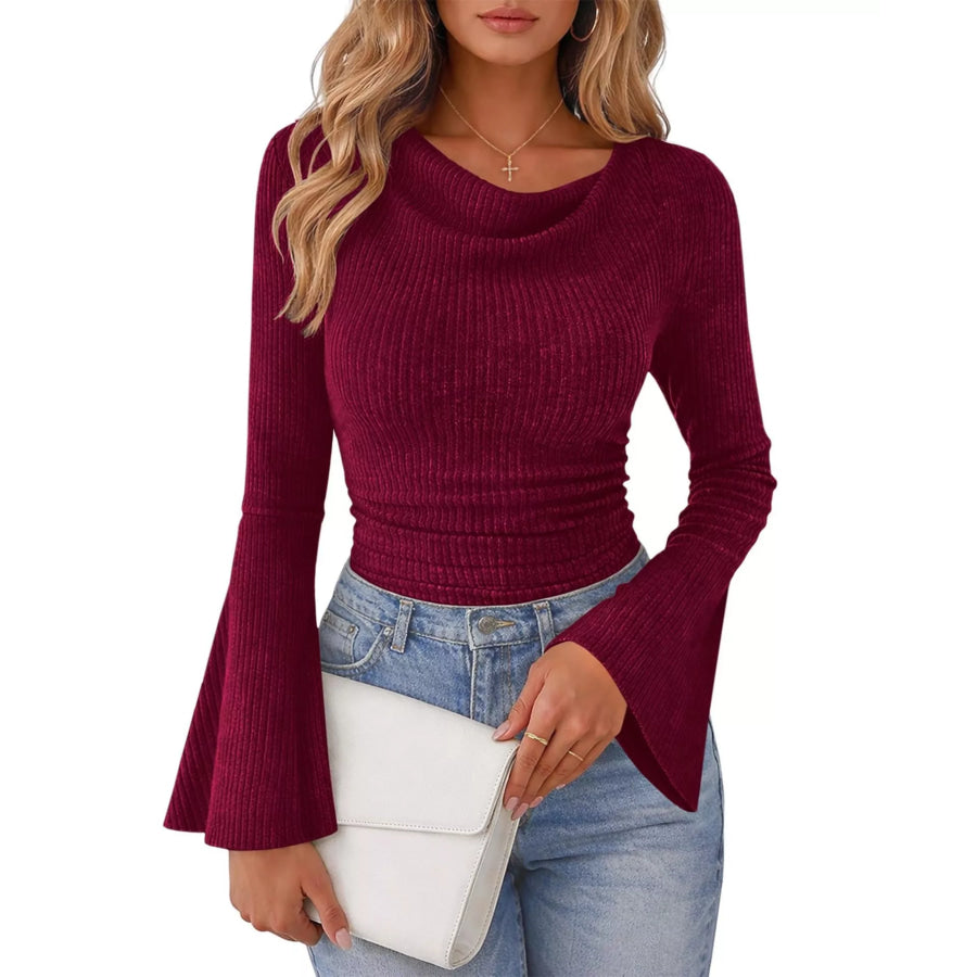 Ribbed Bell Sleeve T-Shirt Apparel and Accessories