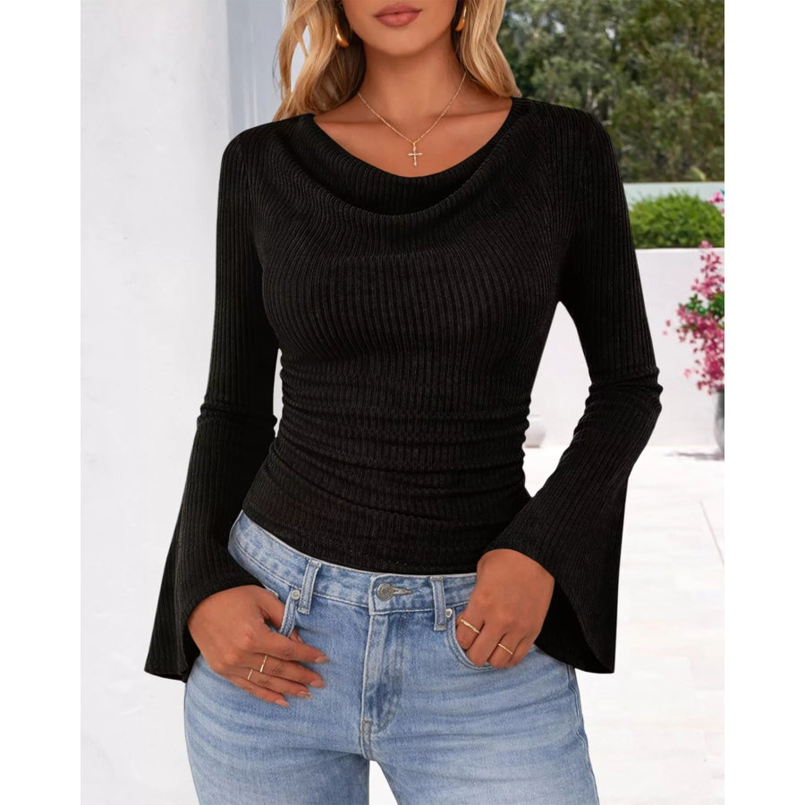 Ribbed Bell Sleeve T-Shirt Apparel and Accessories